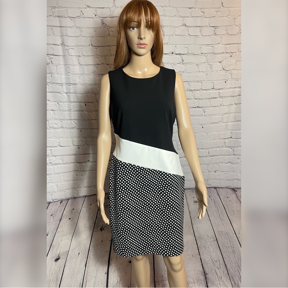 NWT New $129 Tommy Hilfiger Sleeveless Black White Dress Size 8 - Picture 1 of 9
